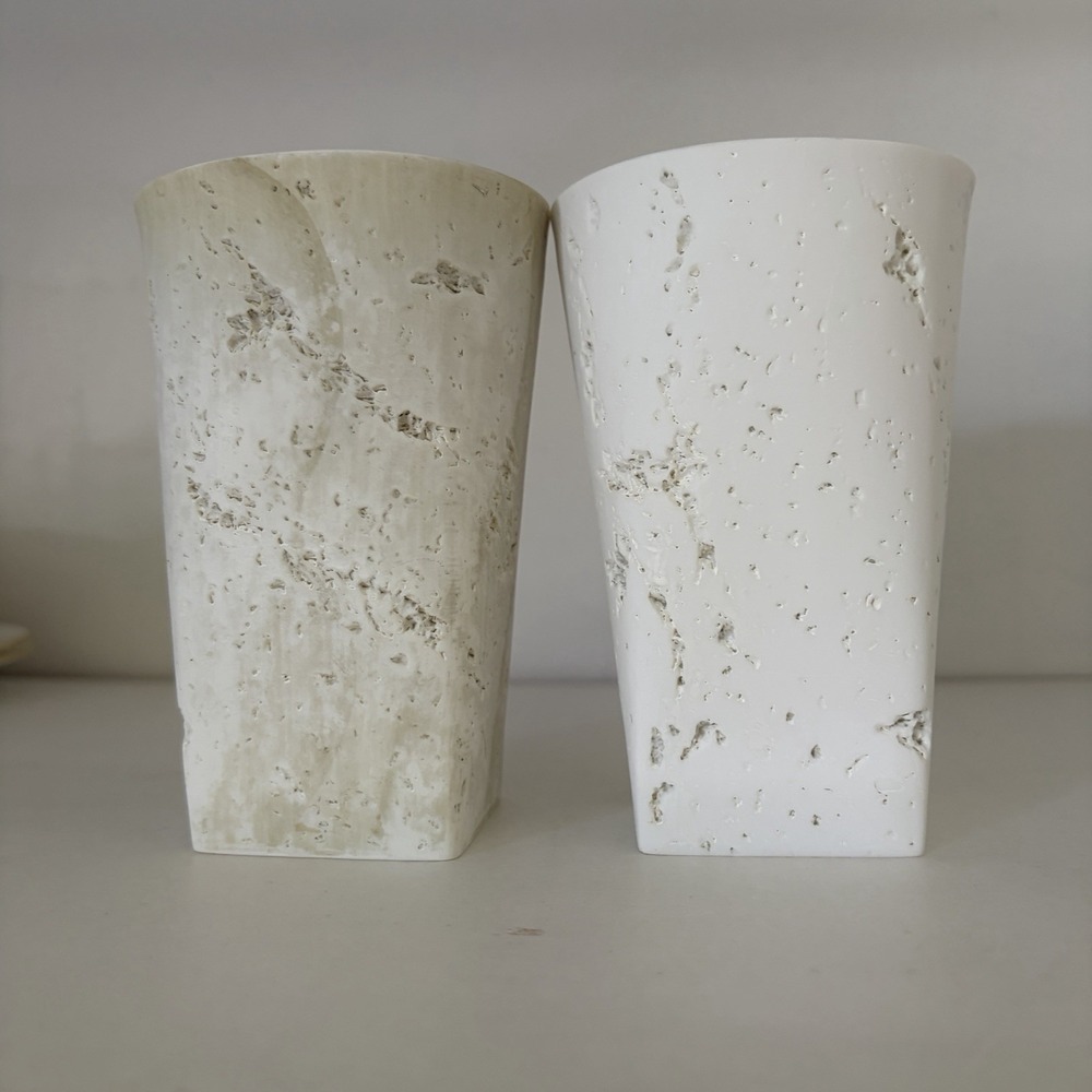 Croscill Travertine Bathroom Vanity Cups Tumblers Toothbrush Holders Ivory Taupe